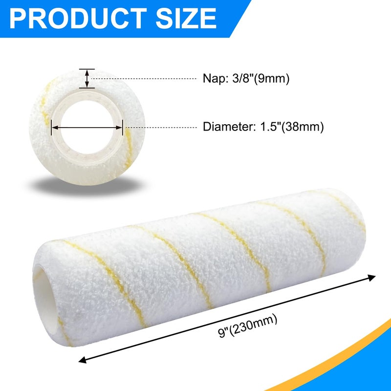 Greatandrew Great Andrew 3-Pack Paint Roller Covers 9 Inch, 3/8"" Nap Microfiber Paint Roller Kit for Painting Projects on Smooth Textured Semi Smooth Surfaces, Walls, Ceilings, Houses, etc - Image 2